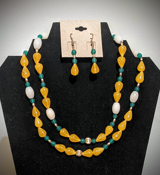 Two Strand Resin Bead Necklace